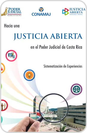 Texto informativo y varios iconos sobre justicia e ideas